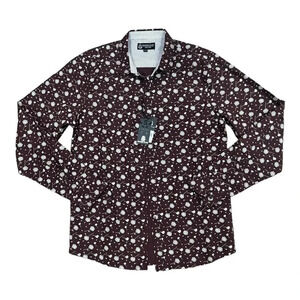 Sahara Club Brown Dandelion Print Button Up Shirt M